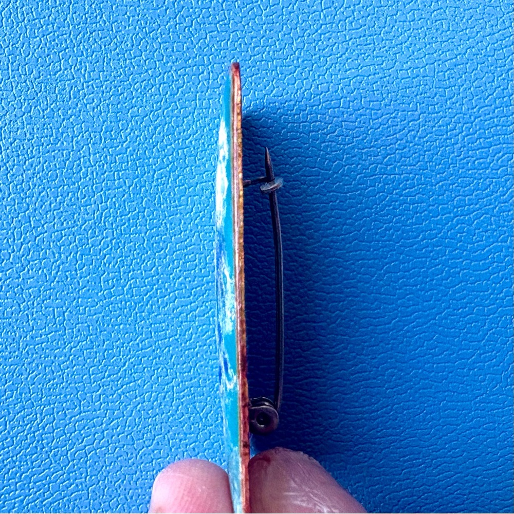 Vintage Enamel on Copper Brooch - Picture 4 of 5